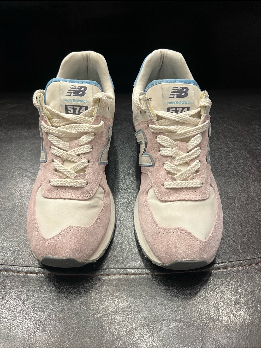 New Balance 574 Low Top Lace-Up Suede Stone Pink Blue Haze WL574QC